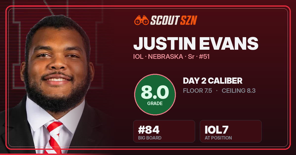 Share card for Justin Evans
